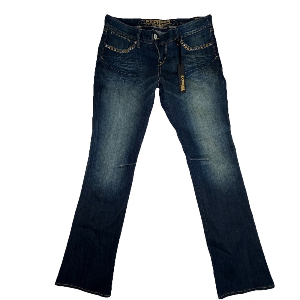 Express Zelda Barely Boot Cut Ultra Low Rise Womens Sz 8 Jeans Slim Fit Long NWT